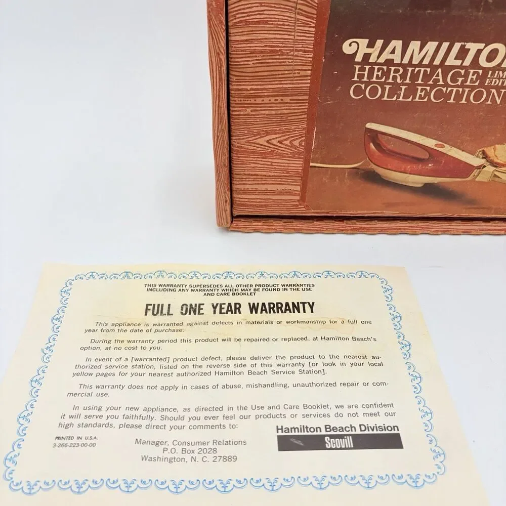 Vintage HAMILTON BEACH Heritage Electric Carving Knife MODEL 279 Box